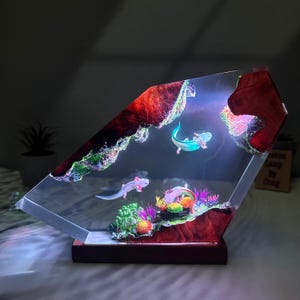Axolotl resin night light, Mexican Salamander resin art lamp, unique resin gifts for daughter, home decoration, Christmas gift for kid